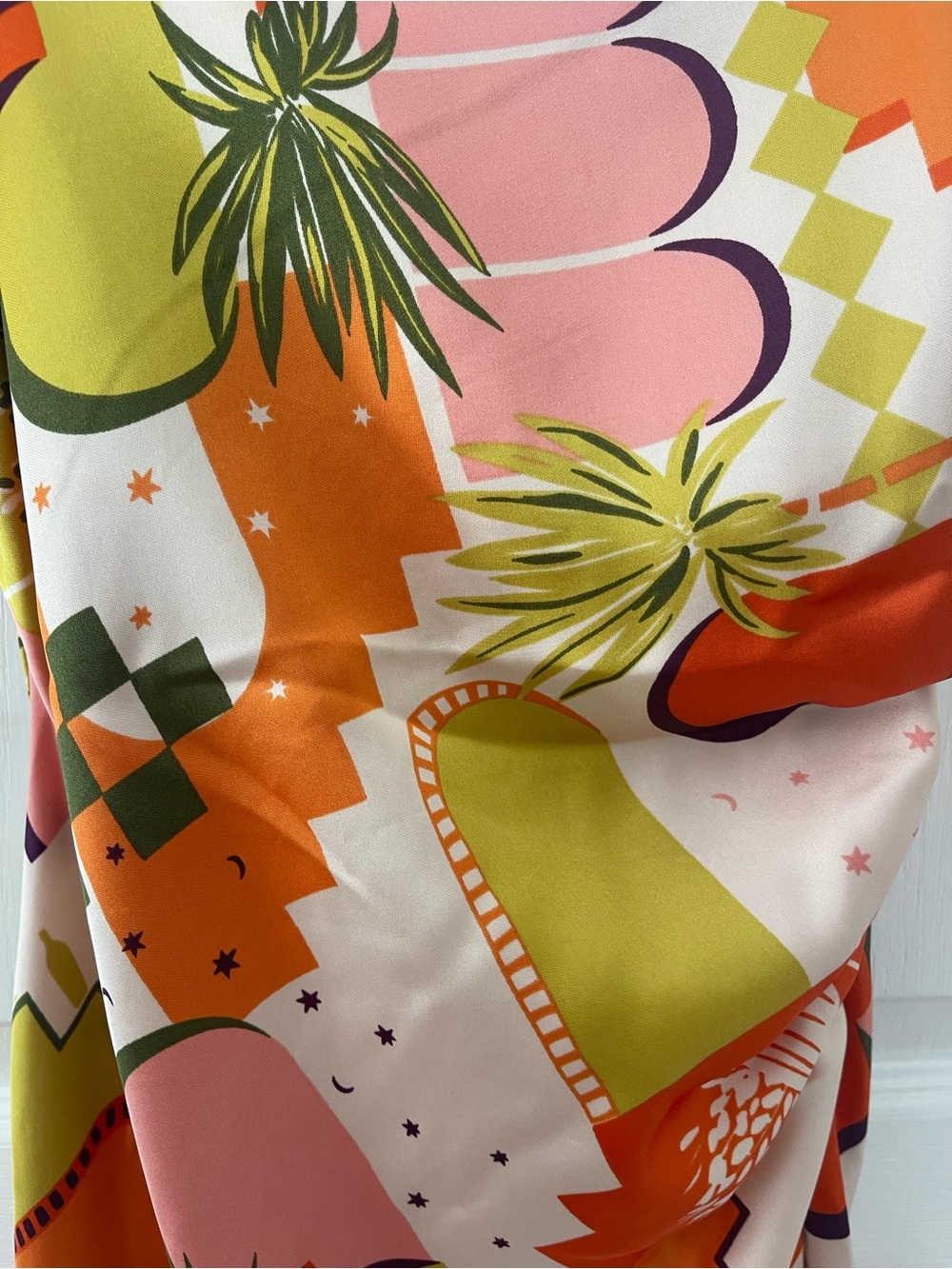 House of Harlow 1960 Pink, Orange & Green Abstract Midi Slip Dress - Picture 5 of 5